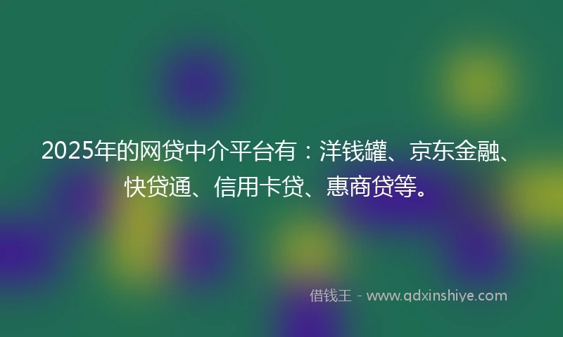 2025年的网贷中介平台有：洋钱罐、京东金融、快贷通、信用卡贷、惠商贷等。