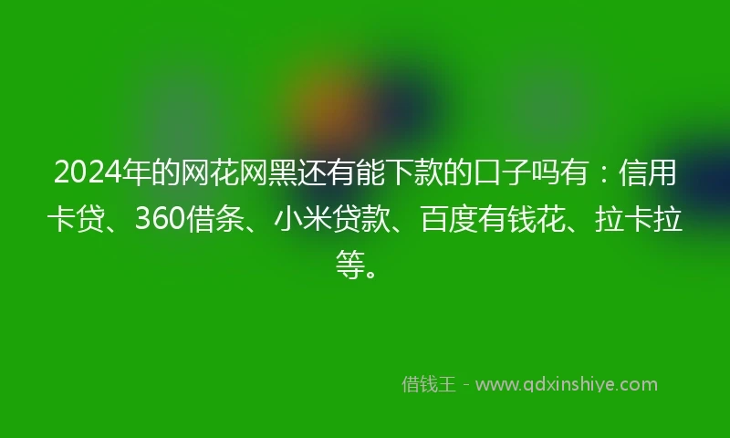 2024年的网花网黑还有能下款的口子吗有：信用卡贷、360借条、小米贷款、百度有钱花、拉卡拉等。