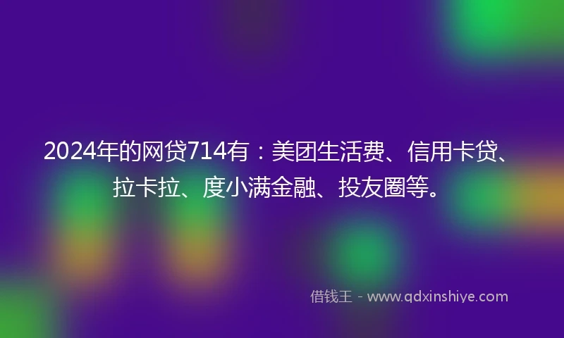 2024年的网贷714有：美团生活费、信用卡贷、拉卡拉、度小满金融、投友圈等。