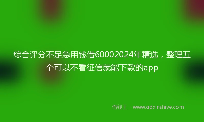综合评分不足急用钱借60002024年精选，整理五个可以不看征信就能下款的app