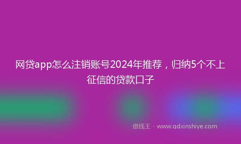 网贷app怎么注销账号2024年推荐,归纳5个不上征信的贷款口子