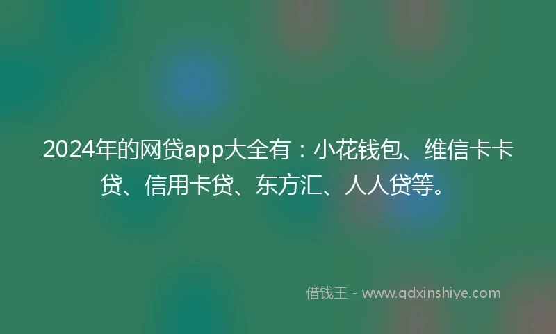 2024年的网贷app大全有：小花钱包、维信卡卡贷、信用卡贷、东方汇、人人贷等。