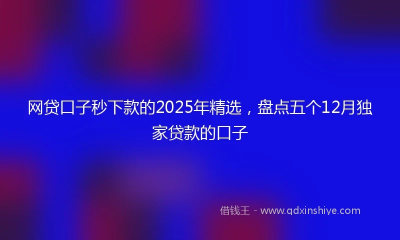 网贷口子秒下款的2025年精选，盘点五个12月独家贷款的口子