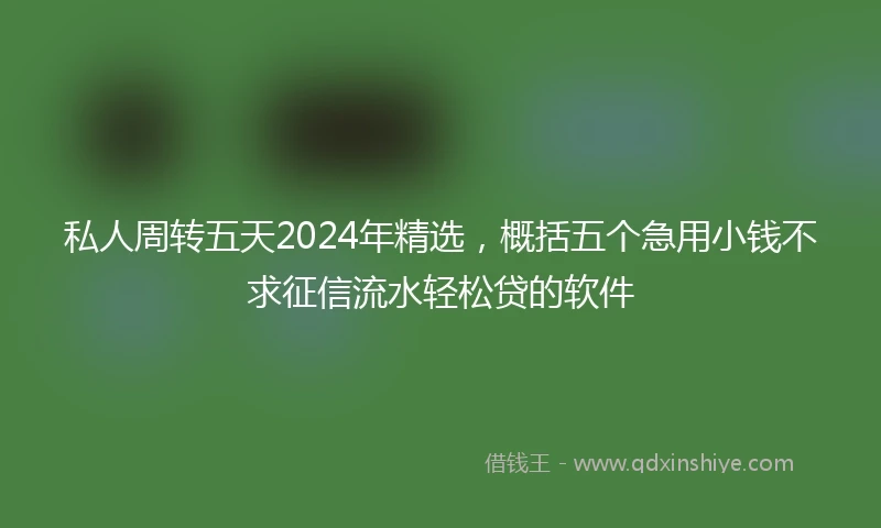 私人周转五天2024年精选，概括五个急用小钱不求征信流水轻松贷的软件