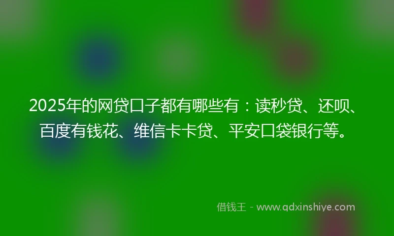 2025年的网贷口子都有哪些有：读秒贷、还呗、百度有钱花、维信卡卡贷、平安口袋银行等。