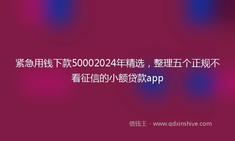 紧急用钱下款50002024年精选，整理五个正规不看征信的小额贷款app
