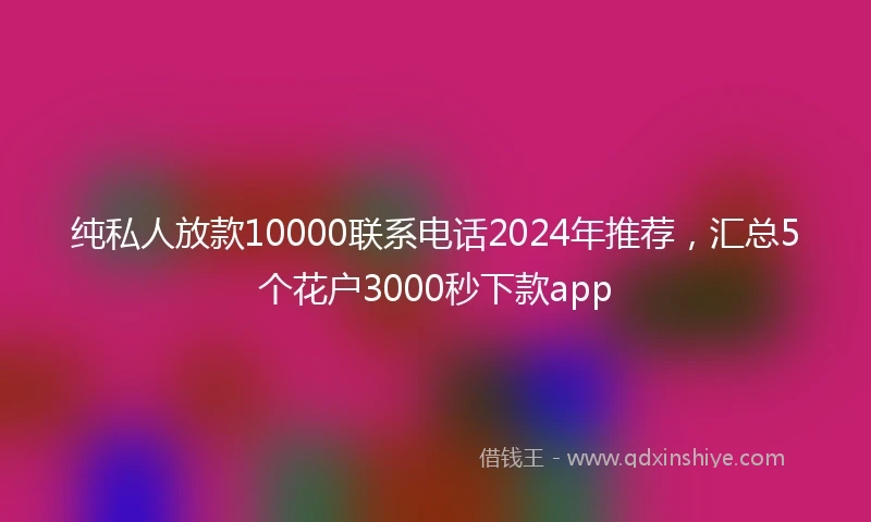 纯私人放款10000联系电话2024年推荐，汇总5个花户3000秒下款app