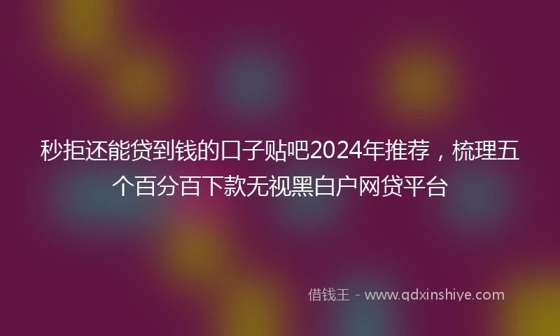 秒拒还能贷到钱的口子贴吧2024年推荐，梳理五个百分百下款无视黑白户网贷平台