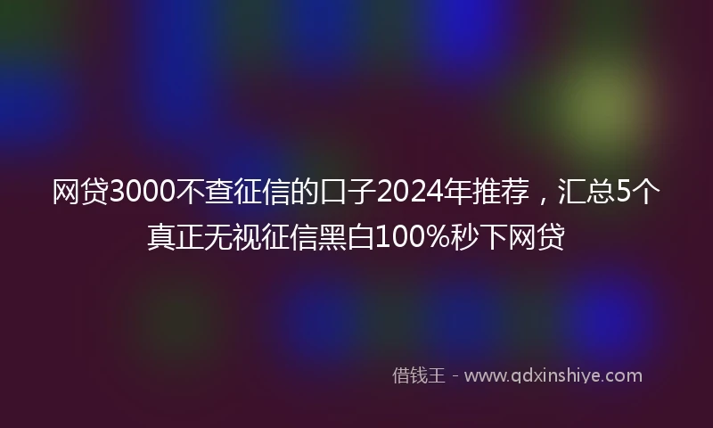 网贷3000不查征信的口子2024年推荐，汇总5个真正无视征信黑白100%秒下网贷