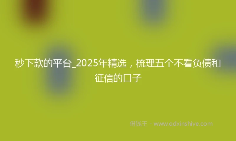秒下款的平台_2025年精选，梳理五个不看负债和征信的口子