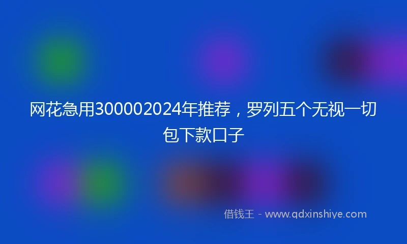 网花急用300002024年推荐，罗列五个无视一切包下款口子
