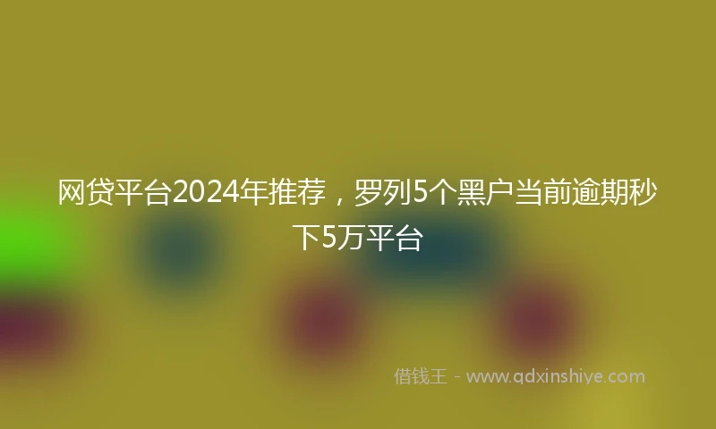 网贷平台2024年推荐，罗列5个黑户当前逾期秒下5万平台