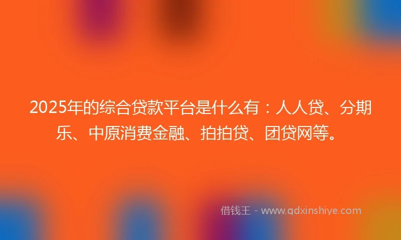 2025年的综合贷款平台是什么有：人人贷、分期乐、中原消费金融、拍拍贷、团贷网等。