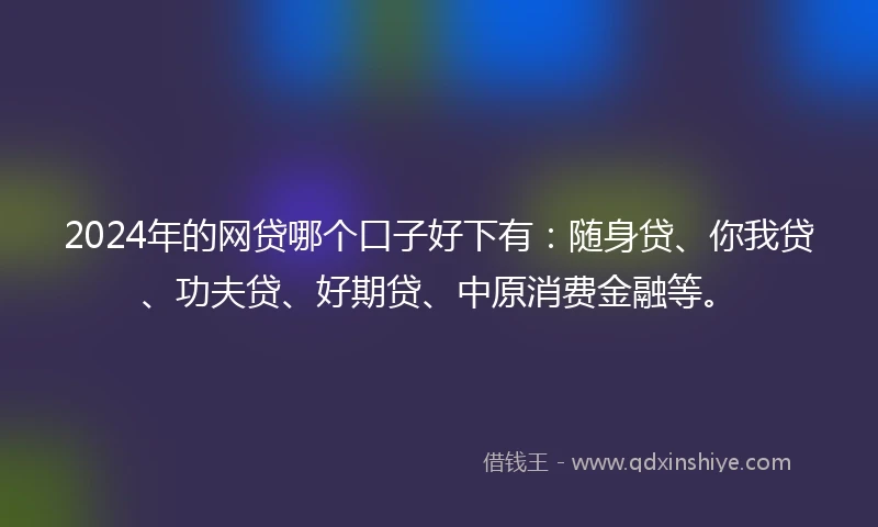 2024年的网贷哪个口子好下有：随身贷、你我贷、功夫贷、好期贷、中原消费金融等。