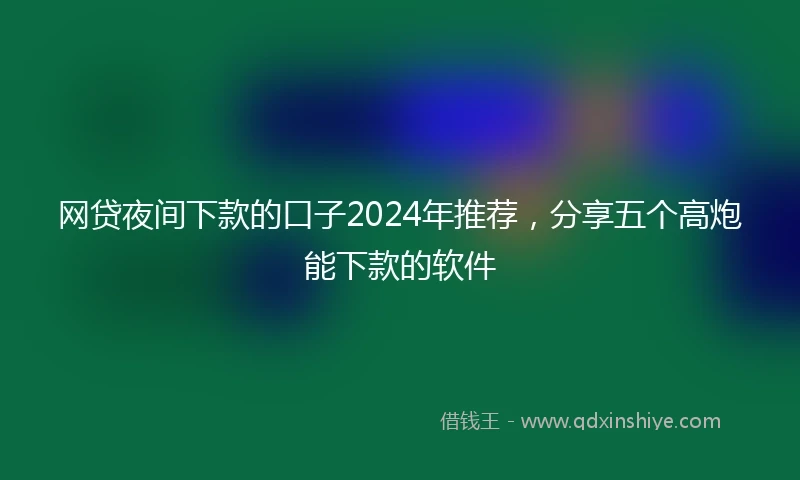 网贷夜间下款的口子2024年推荐，分享五个高炮能下款的软件