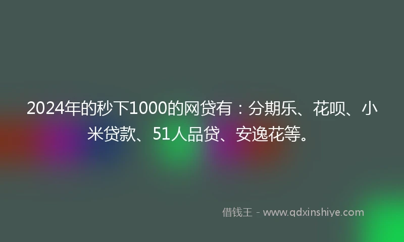 2024年的秒下1000的网贷有：分期乐、花呗、小米贷款、51人品贷、安逸花等。