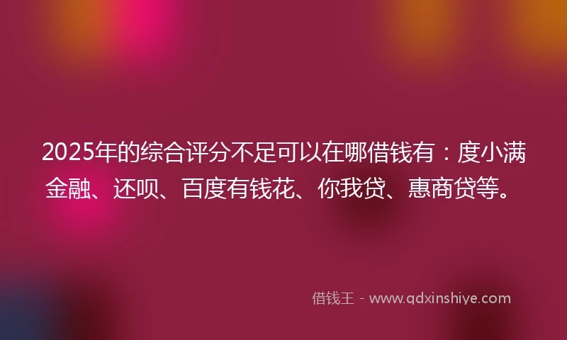 2025年的综合评分不足可以在哪借钱有：度小满金融、还呗、百度有钱花、你我贷、惠商贷等。