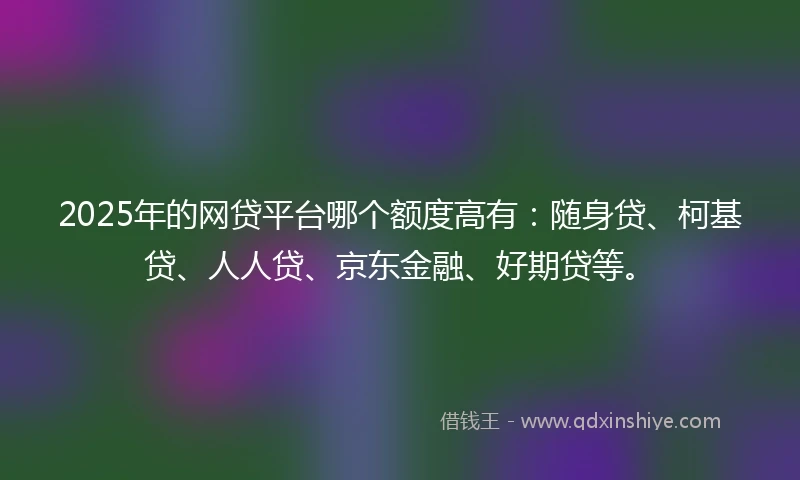2025年的网贷平台哪个额度高有：随身贷、柯基贷、人人贷、京东金融、好期贷等。