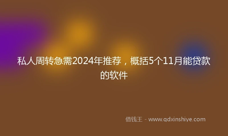 私人周转急需2024年推荐，概括5个11月能贷款的软件