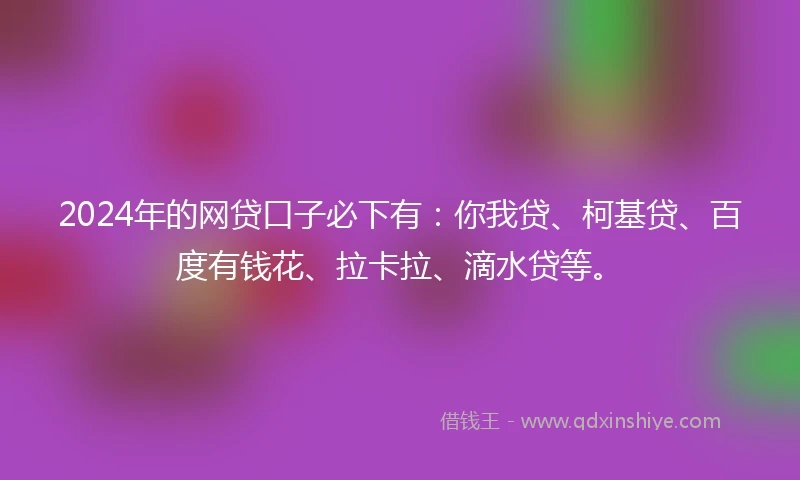 2024年的网贷口子必下有：你我贷、柯基贷、百度有钱花、拉卡拉、滴水贷等。