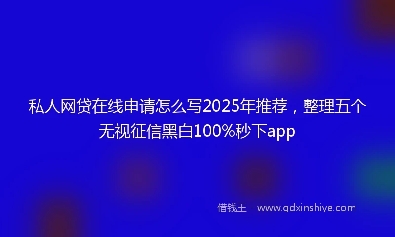 私人网贷在线申请怎么写2025年推荐，整理五个无视征信黑白100%秒下app