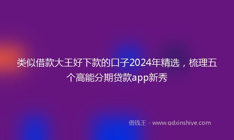 类似借款大王好下款的口子2024年精选，梳理五个高能分期贷款app新秀