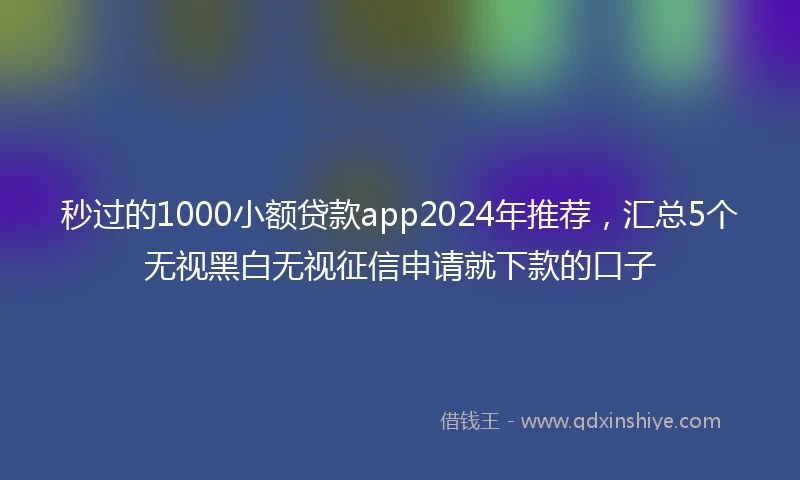秒过的1000小额贷款app2024年推荐，汇总5个无视黑白无视征信申请就下款的口子