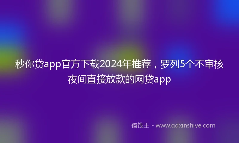 秒你贷app官方下载2024年推荐，罗列5个不审核夜间直接放款的网贷app