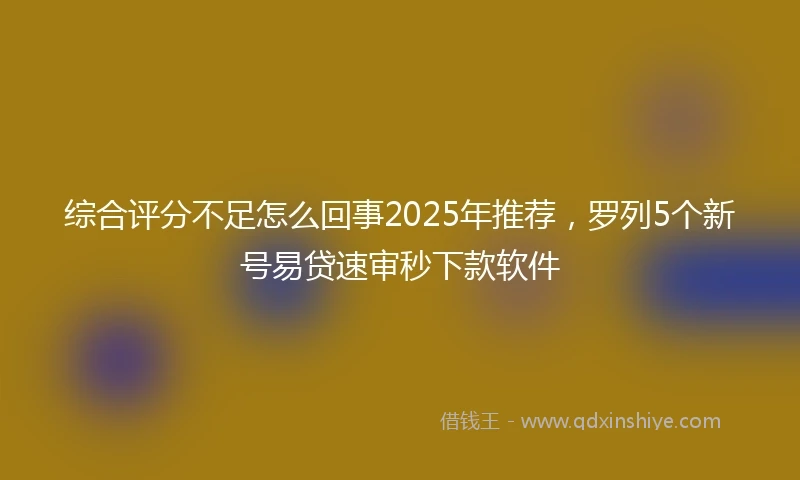 综合评分不足怎么回事2025年推荐，罗列5个新号易贷速审秒下款软件