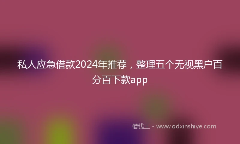 私人应急借款2024年推荐，整理五个无视黑户百分百下款app