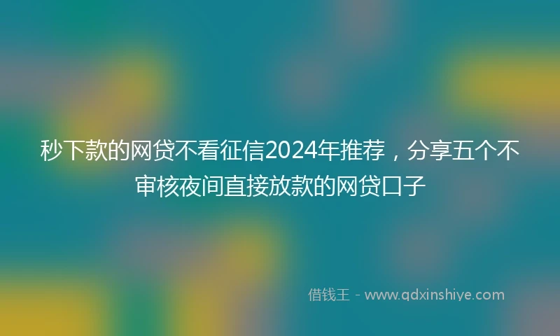 秒下款的网贷不看征信2024年推荐，分享五个不审核夜间直接放款的网贷口子