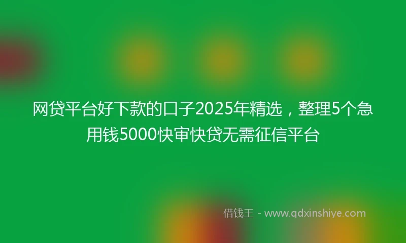 网贷平台好下款的口子2025年精选，整理5个急用钱5000快审快贷无需征信平台