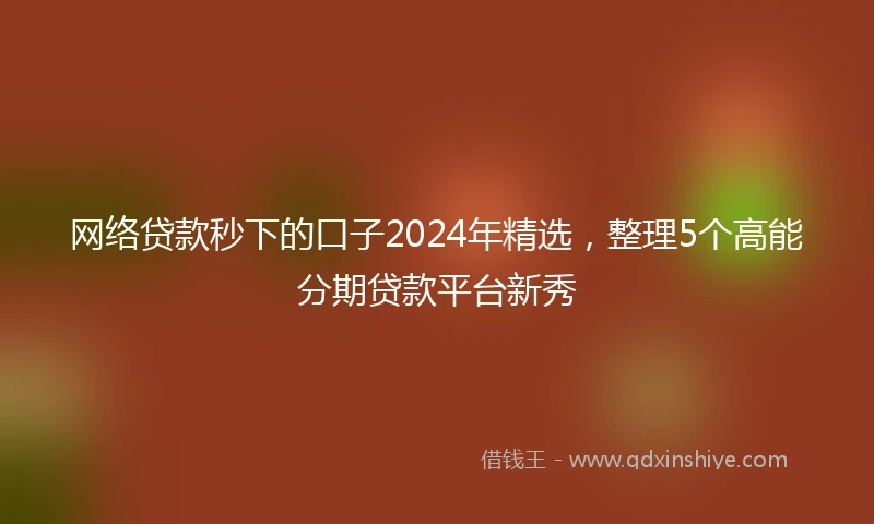 网络贷款秒下的口子2024年精选，整理5个高能分期贷款平台新秀