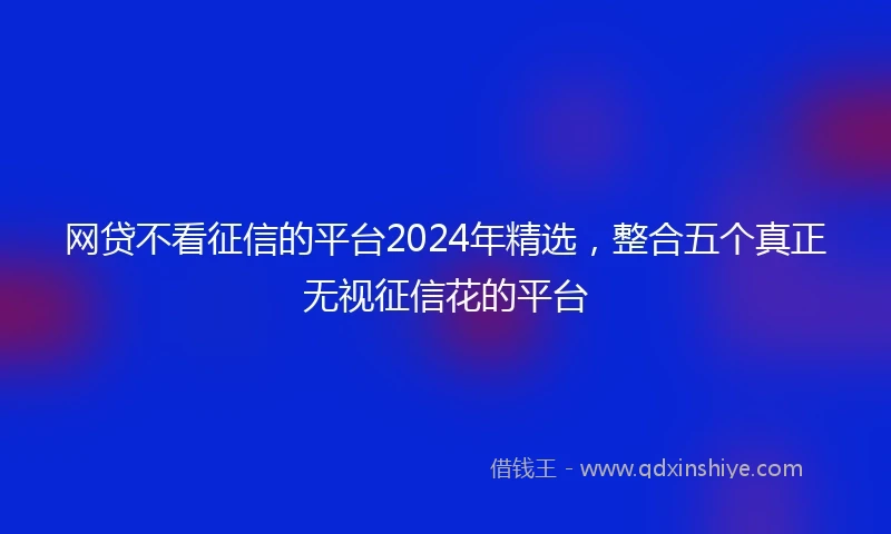 网贷不看征信的平台2024年精选，整合五个真正无视征信花的平台