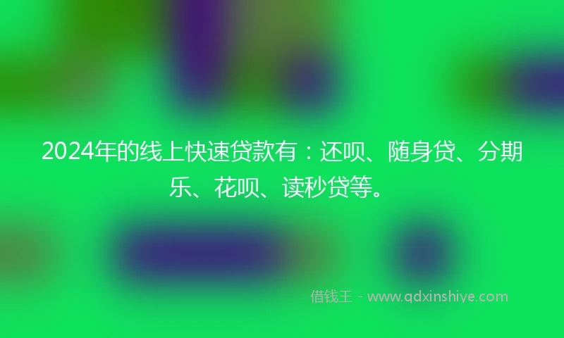 2024年的线上快速贷款有：还呗、随身贷、分期乐、花呗、读秒贷等。
