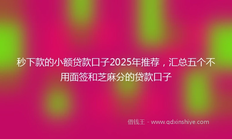 秒下款的小额贷款口子2025年推荐，汇总五个不用面签和芝麻分的贷款口子