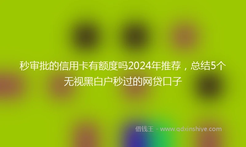秒审批的信用卡有额度吗2024年推荐，总结5个无视黑白户秒过的网贷口子