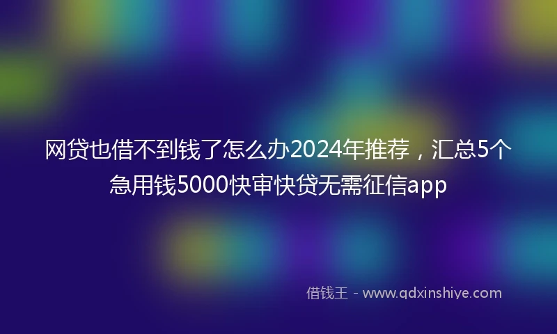 网贷也借不到钱了怎么办2024年推荐，汇总5个急用钱5000快审快贷无需征信app