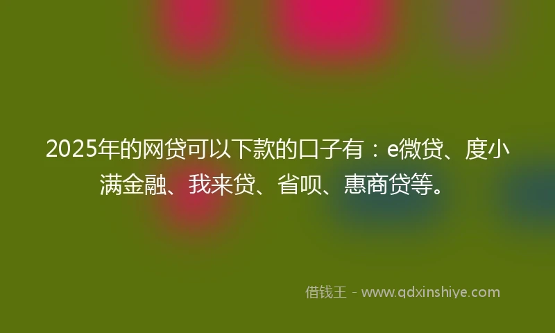 2025年的网贷可以下款的口子有：e微贷、度小满金融、我来贷、省呗、惠商贷等。
