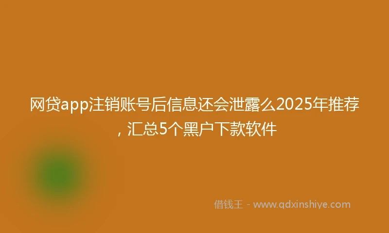 网贷app注销账号后信息还会泄露么2025年推荐，汇总5个黑户下款软件