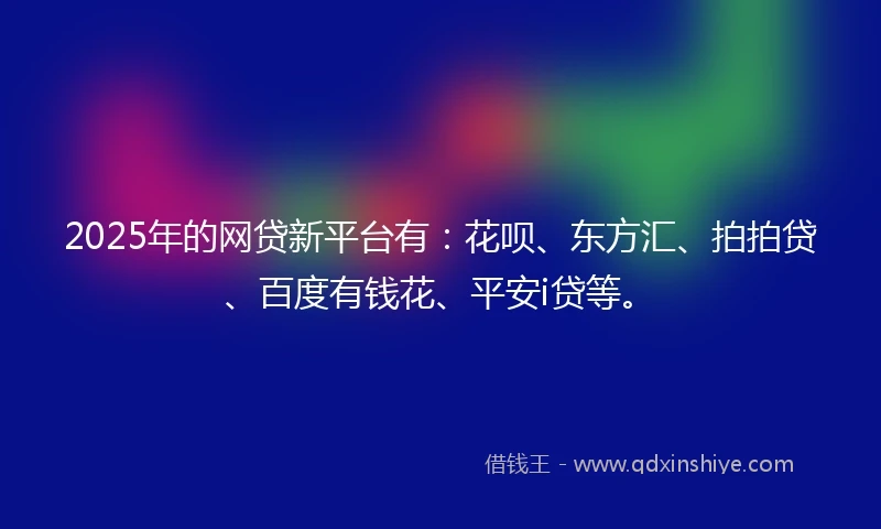 2025年的网贷新平台有：花呗、东方汇、拍拍贷、百度有钱花、平安i贷等。