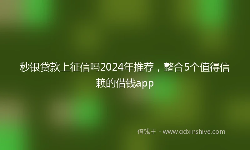 秒银贷款上征信吗2024年推荐，整合5个值得信赖的借钱app