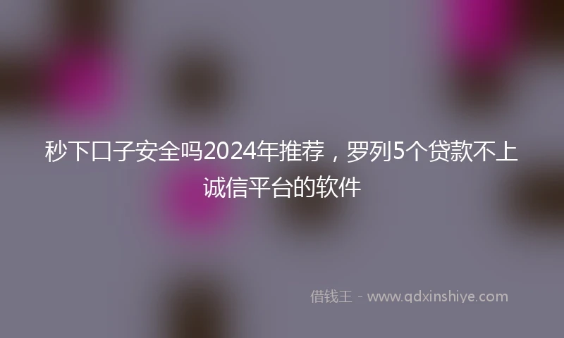 秒下口子安全吗2024年推荐，罗列5个贷款不上诚信平台的软件
