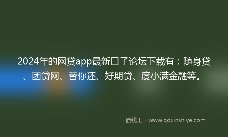 2024年的网贷app最新口子论坛下载有：随身贷、团贷网、替你还、好期贷、度小满金融等。