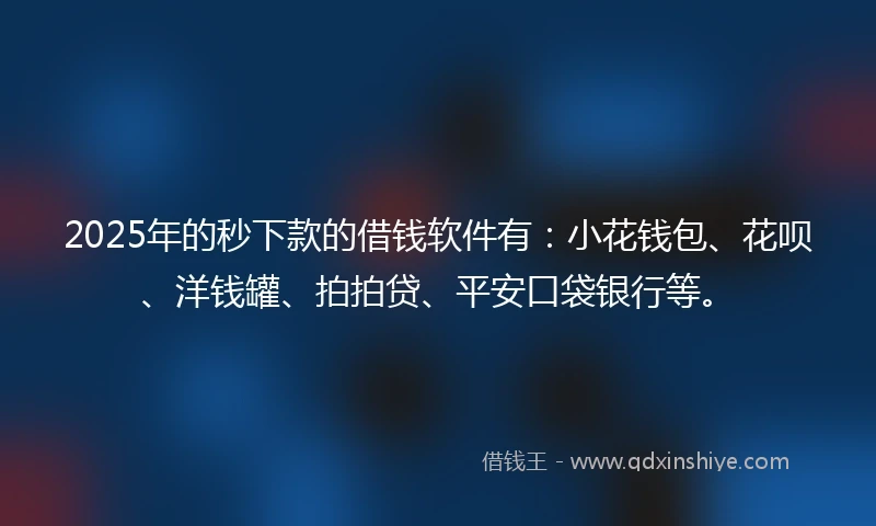 2025年的秒下款的借钱软件有：小花钱包、花呗、洋钱罐、拍拍贷、平安口袋银行等。