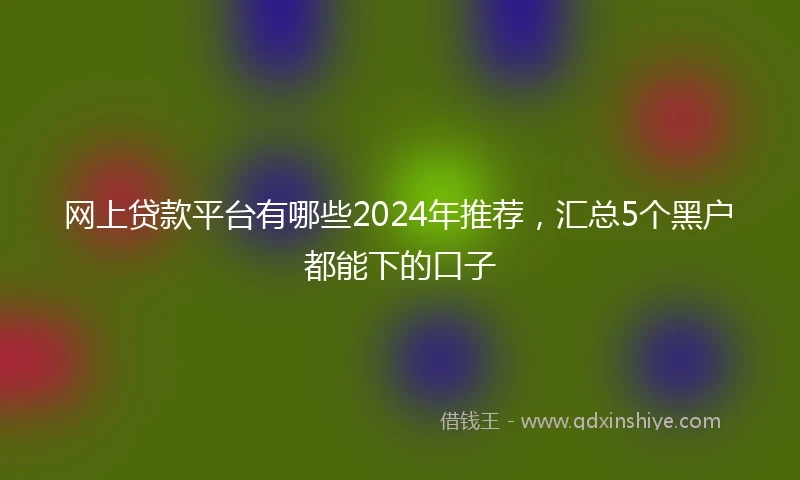 网上贷款平台有哪些2024年推荐，汇总5个黑户都能下的口子