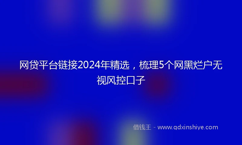 网贷平台链接2024年精选，梳理5个网黑烂户无视风控口子