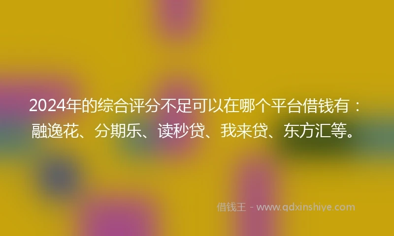 2024年的综合评分不足可以在哪个平台借钱有：融逸花、分期乐、读秒贷、我来贷、东方汇等。
