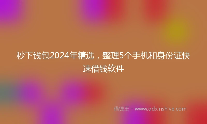秒下钱包2024年精选，整理5个手机和身份证快速借钱软件