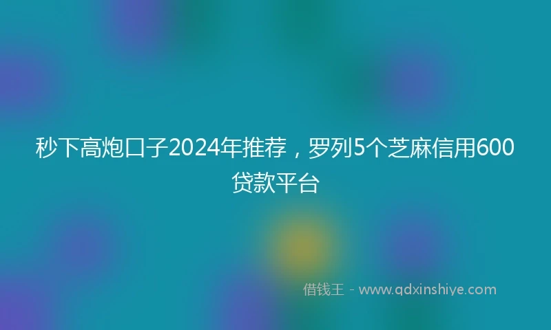 秒下高炮口子2024年推荐，罗列5个芝麻信用600贷款平台
